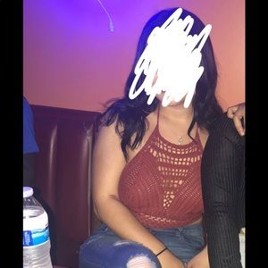 Knit burnt orange crop top